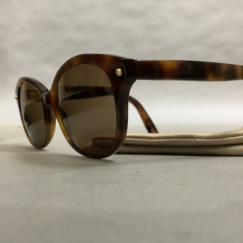 302 - A pair o  Bottega Veneta sun glasses in brown intrecciato leather case