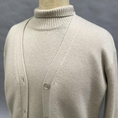 257 - 'S Max Mara knitted caramel wool roll neck jumper, cardigan and skirt, approximate size 8