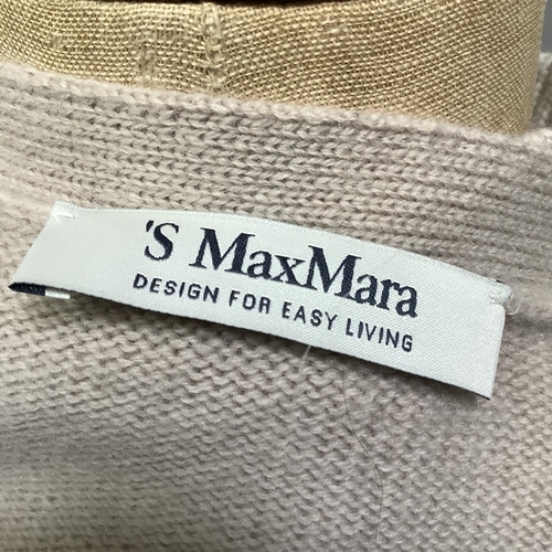 257 - 'S Max Mara knitted caramel wool roll neck jumper, cardigan and skirt, approximate size 8