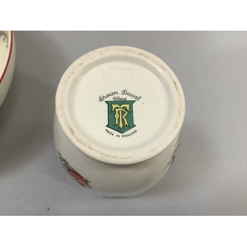 114 - A Crown Ducal serving bowl of Petit Pierre pattern together with a two-handled ribbed vase of the sa... 