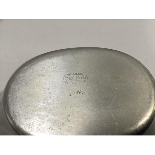 83 - An Old Hall stainless steel three-piece tea service designed by R Welch comprising teapot, hot water... 