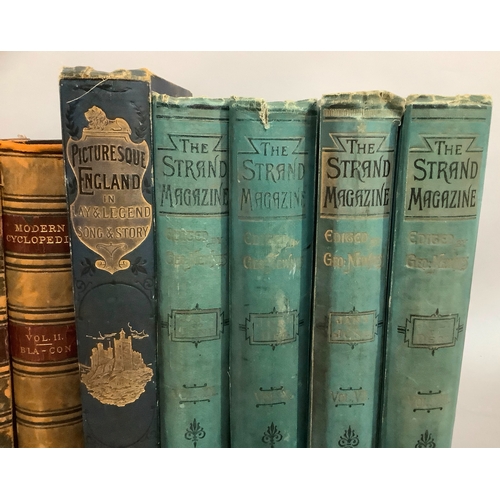 118 - Set of eight modern Encyclopaedia, Picturesque England, the Strand Magazine in four volumes with pic... 