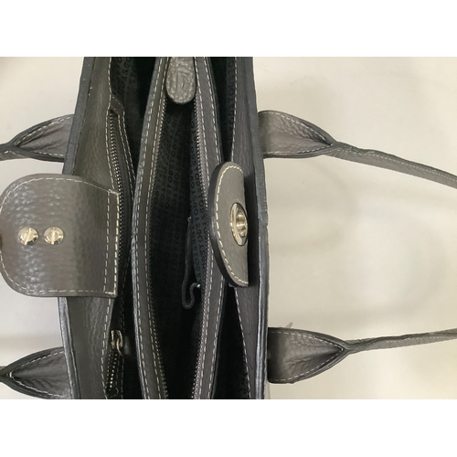 99 - A Tod's grey leather tote bag with white stitching, 39cm wide x 27cm high, unused