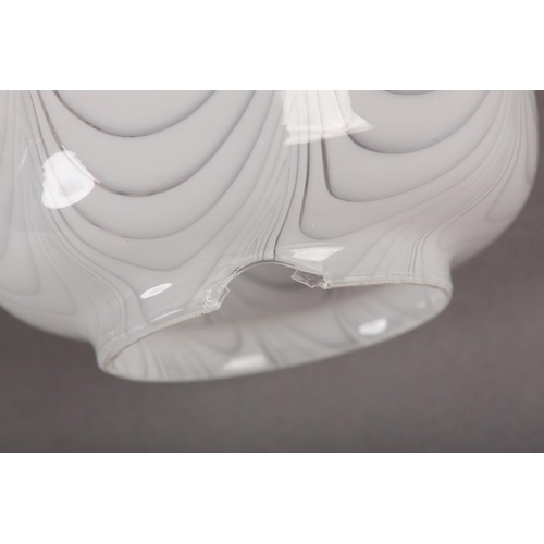 24 - A VICTORIAN GILT METAL AND CERAMIC OIL LAMP, the body painted and gilt with sprays of blossom and be... 