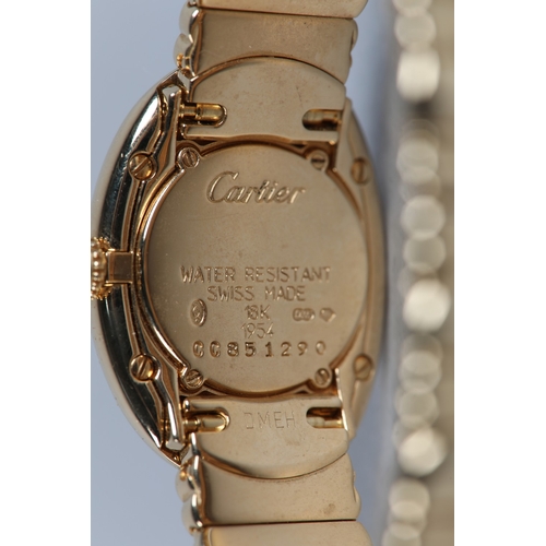 332 - A CARTIER LADY'S BAIGNOIRE 1954 QUARTZ WRISTWATCH, in 18ct gold case no. CC851290, an oval cream sec... 