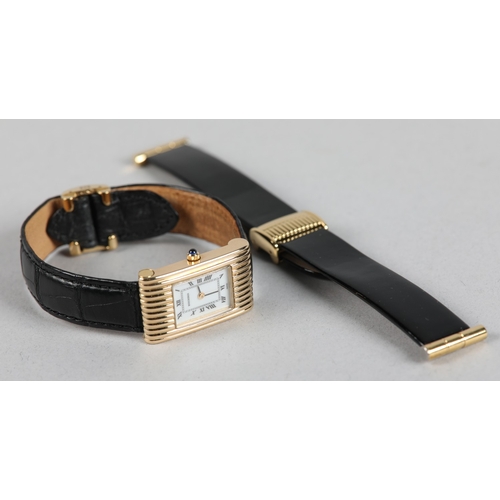333 - A BOUCHERON LADY'S REFLET QUARTZ WRISTWATCH, in 18ct gold case no. AE12146, rectangular white cerami... 