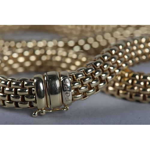 259 - A NECKLACE BY FOPE c2021, in 18ct gold, beads of rice links, in original packaging, approximate widt... 