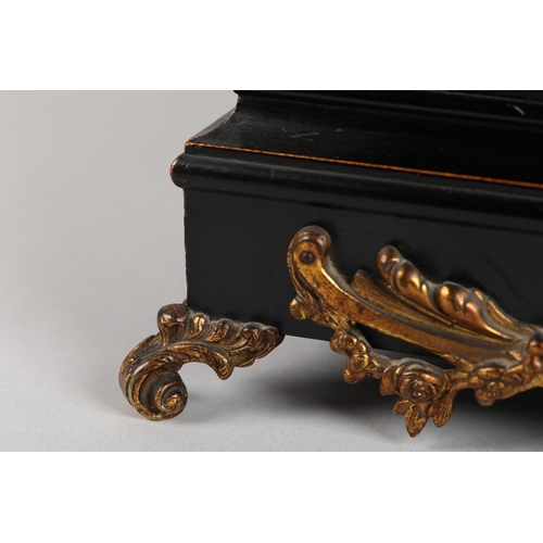 74 - A LATE 19TH CENTURY OR EARLY 20TH CENTURY BRACKET CLOCK with German three train movement chiming on ... 