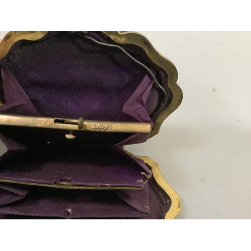 A 19TH CENTURY FRENCH TORTOISESHELL AND GILT INLAID PURSE lined in ...