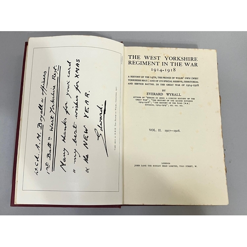 55 - WYRALL, EVERARD - THE WEST YORKSHIRE REGIMENT IN THE WAR 1914 1918, two volumes, pub. The Bodley Hea... 