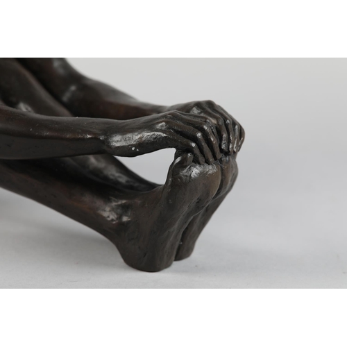 77 - TOM GREENSHIELDS (1915-1994), 'Anya's Hat', A patinated bronze figure of a female nude wearing a sun... 