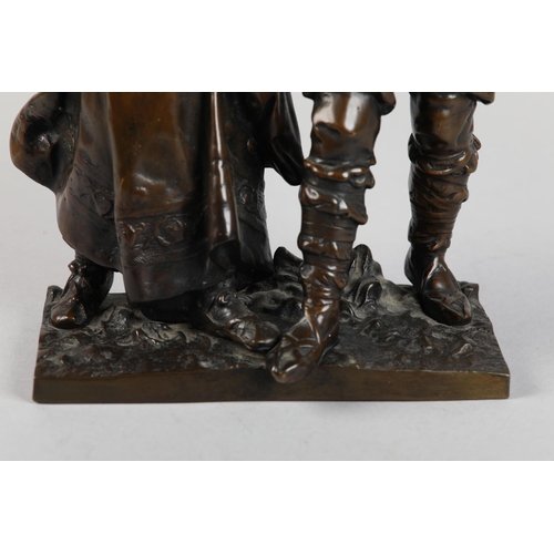 78 - HIPPOLYTE MOREAU (FRENCH 1832-1927), A patinated bronze figure group 'The Musicians', on rectangular... 