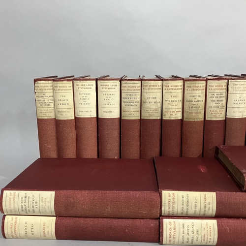 58 - STEVENSON, ROBERT LOUIS - THE WORKS OF, Edinburgh Edition c1895, no 693 of 1035 numbered copies, red... 