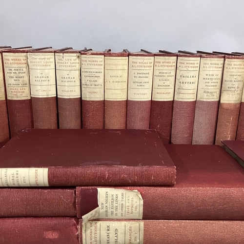 58 - STEVENSON, ROBERT LOUIS - THE WORKS OF, Edinburgh Edition c1895, no 693 of 1035 numbered copies, red... 