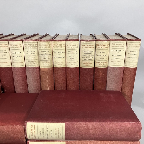 58 - STEVENSON, ROBERT LOUIS - THE WORKS OF, Edinburgh Edition c1895, no 693 of 1035 numbered copies, red... 