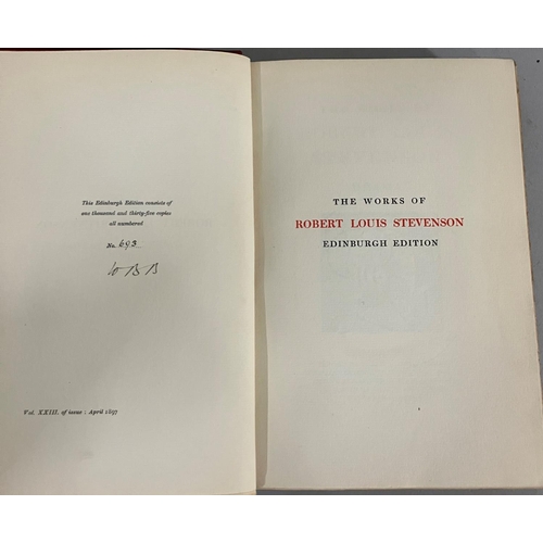 58 - STEVENSON, ROBERT LOUIS - THE WORKS OF, Edinburgh Edition c1895, no 693 of 1035 numbered copies, red... 