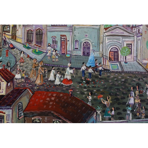 29 - JORGELINA FLORES (Argentina, 1927-2012), La Procession, Saint's Day procession through the streets o... 