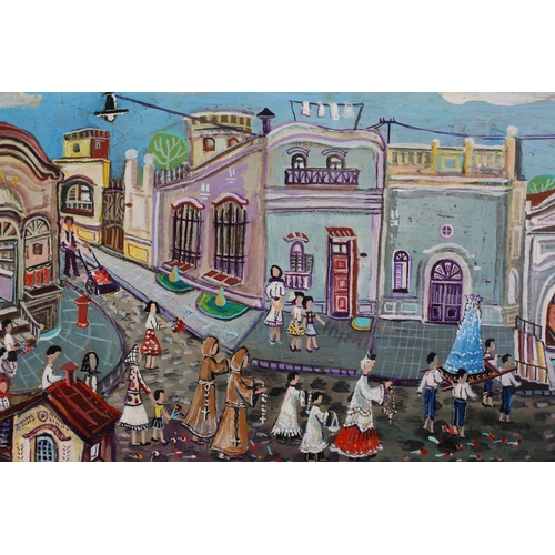29 - JORGELINA FLORES (Argentina, 1927-2012), La Procession, Saint's Day procession through the streets o... 