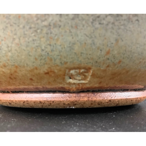 18 - PETER SPARREY (XX-XXI), Ovoid vase of malt stone glaze with dark blue/brown rim, potter’s seal, 19.5... 