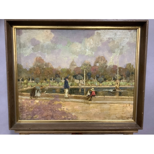 47 - ARR DAVID R ANDERSON, Paris III, boating pond and figures, oil on canvas, signed to lower right