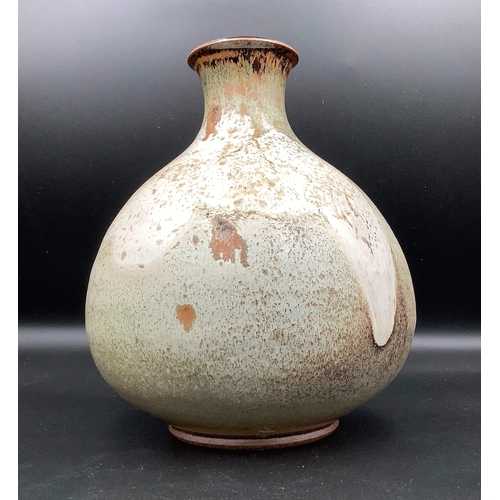 18 - PETER SPARREY (XX-XXI), Ovoid vase of malt stone glaze with dark blue/brown rim, potter’s seal, 19.5... 
