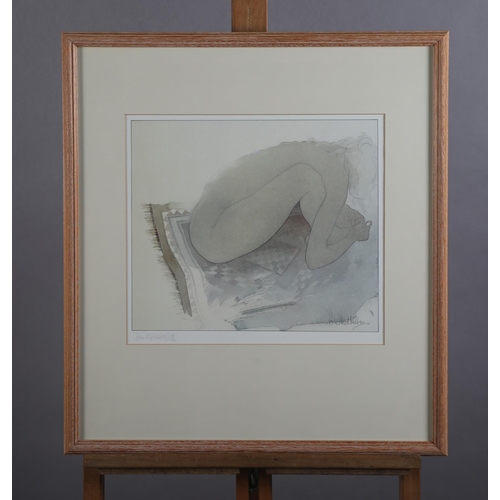 35 - ARR BY AND AFTER JOHN MIDDLETON (b.1940), Nude female sitting on a rug touching her toes, colour pri... 