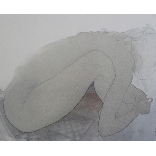 35 - ARR BY AND AFTER JOHN MIDDLETON (b.1940), Nude female sitting on a rug touching her toes, colour pri... 