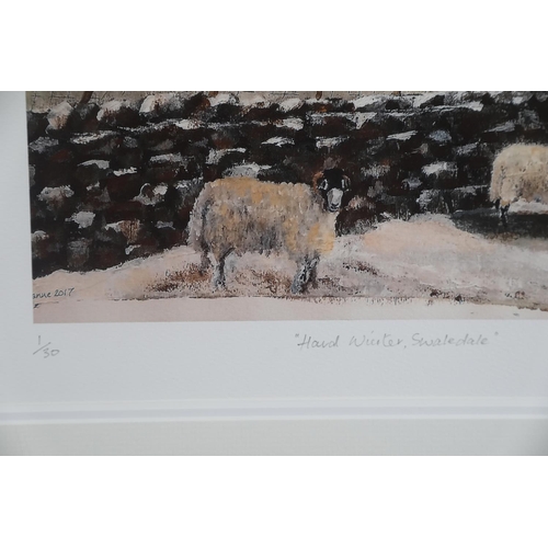 54 - ARR JEANNE MUNDY, 'HARD WINTER SWALEDALE', colour print 1/30, numbered, titled, signed and dated 201... 