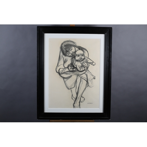 37 - ARR DERRICK GREAVES (1927-2002) Mother and Child, charcoal, signed and dated (19)56 to lower right 5... 