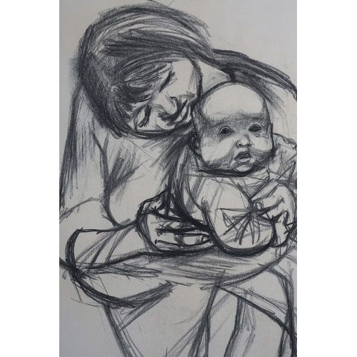 37 - ARR DERRICK GREAVES (1927-2002) Mother and Child, charcoal, signed and dated (19)56 to lower right 5... 