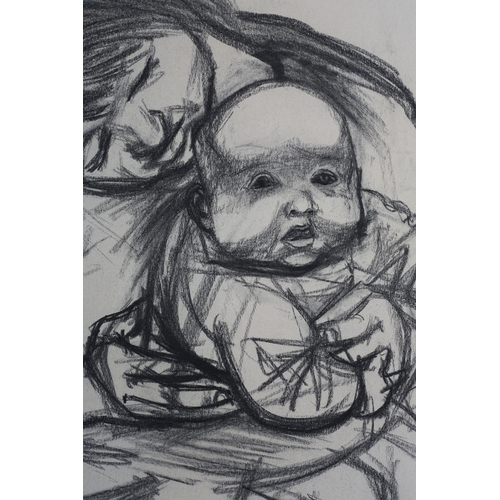 37 - ARR DERRICK GREAVES (1927-2002) Mother and Child, charcoal, signed and dated (19)56 to lower right 5... 