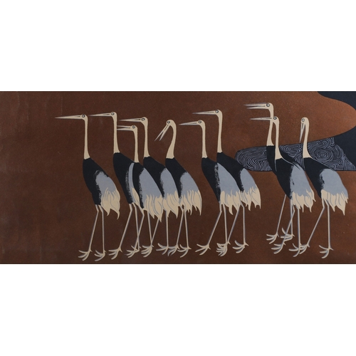 43 - AFTER KORIN OGATA (1603-1680), Flock of Cranes, screenprint, 49.5cm x 86.5cm