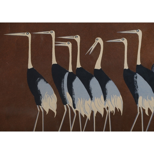 43 - AFTER KORIN OGATA (1603-1680), Flock of Cranes, screenprint, 49.5cm x 86.5cm