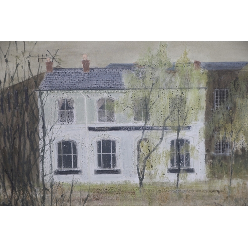 44 - ROSEMARY STUBBS (XX), The Ducie Arms, mixed media, signed to lower right, 27.5cm x 42.5cm, label for... 