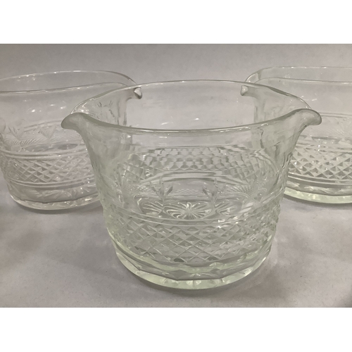 157 - A SET OF SIX 19TH CENTURY WINE GLASS RINSERS, with a diamond cut band within borders of oval slice c... 