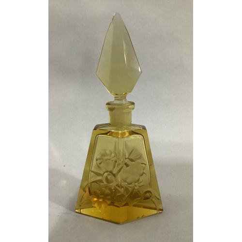 10 - A Victorian 'Bristol' blue and gilt perfume bottle of scalloped outline together with two Art Deco p... 