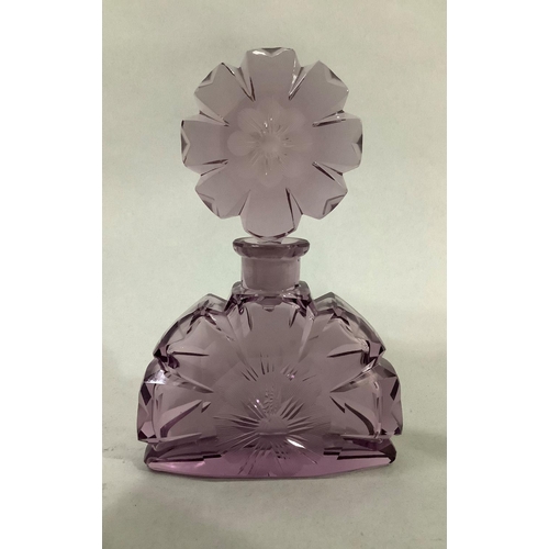 10 - A Victorian 'Bristol' blue and gilt perfume bottle of scalloped outline together with two Art Deco p... 