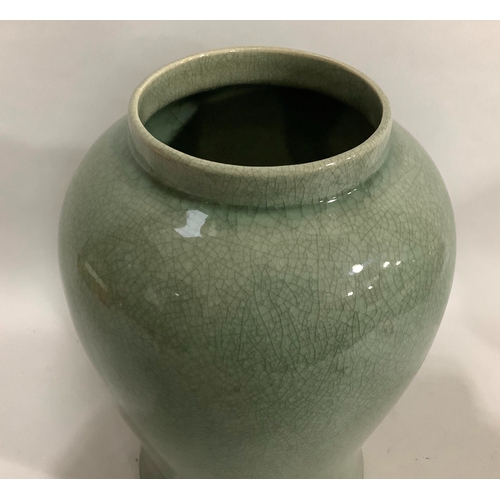 44 - A modern Celadon crackle glaze vase, 34cm