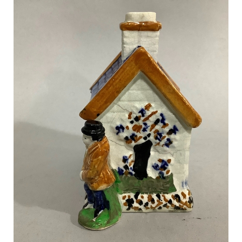 8 - A 19th century Staffordshire cottage moneybox, 12.5cm