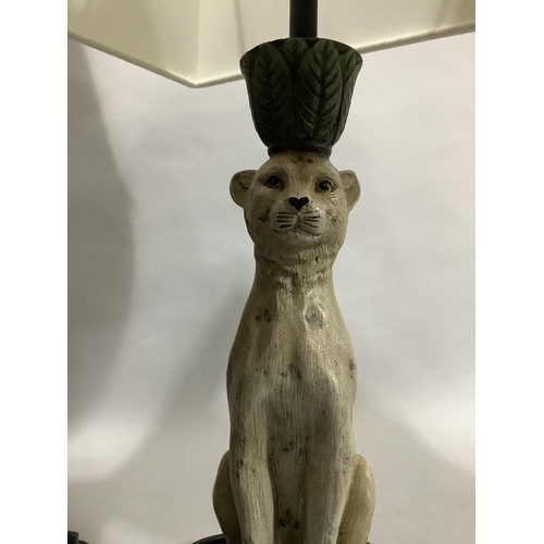 31 - A faux bay tree in urn, 34cm, together with a bronze effect metal table lamp in the early Chinese ma... 