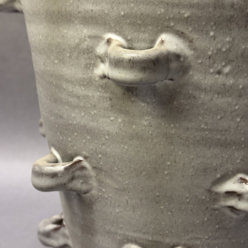 10 - Large pale grey tapered vase with lugs, 33cm high x 29cm diameter Ref: 675740