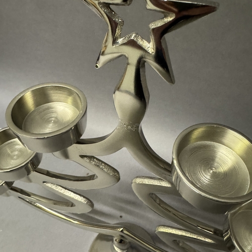 17 - Set of twelve large nickel Xmas tree tea light stands (12) Ref: 85215