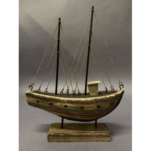 A small model of a ketch , 30cm high x 22cm long Ref: 51468