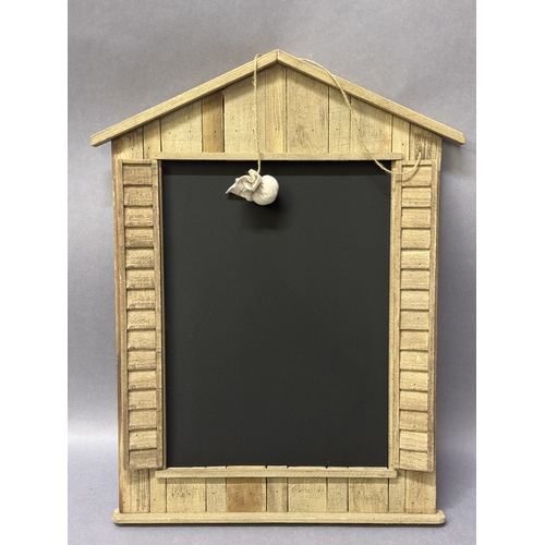 45 - A wooden beach hut chalkboard, 58cm high x 45cm wide Ref: 52010