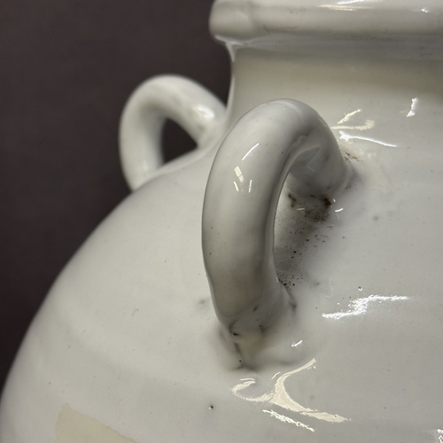 6 - A white glaze four lug vase table lamp