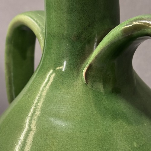 4 - Pair of green glaze twin handled  vase table lamp, 60cm high (2) Ref: 110629