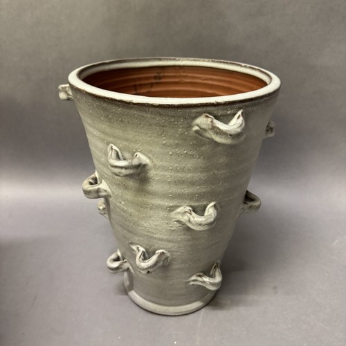 13 - Six of large pale grey tapered vase with lugs, 33cm high x 29cm diameter (6) Ref: 675740