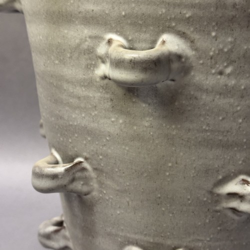 14 - Four of large pale grey tapered vase with lugs, 33cm high x 29cm diameter (4) Ref: 675740