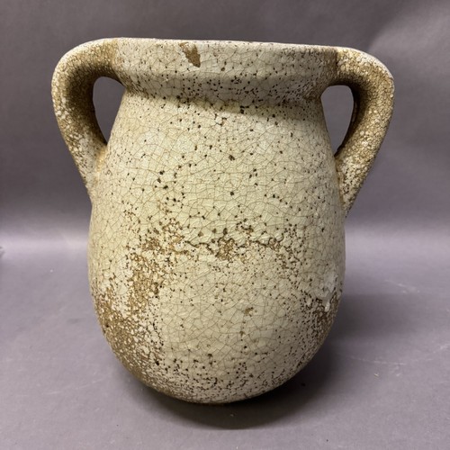 23 - Pair of large crackle glaze two handled amphora vase, 40cm (2) Ref: 835910
