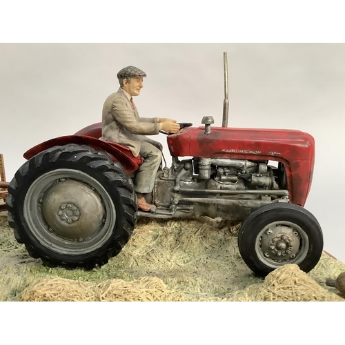 1 - A Border Fine Arts model 'Hay Turning' Massey (Ferguson tractor and wuffler) model number JH4110 by ... 